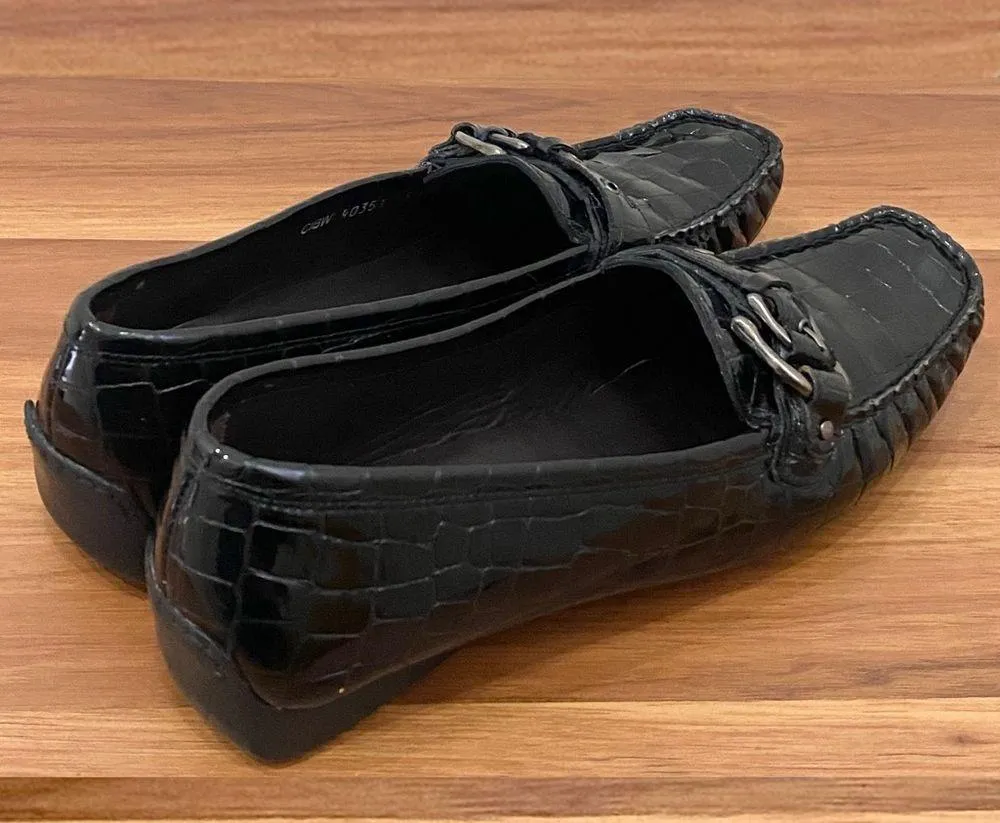 CIBW 40351 Black Croc Patent Leather Buckle Strap Loafers 8.5M - Image 6