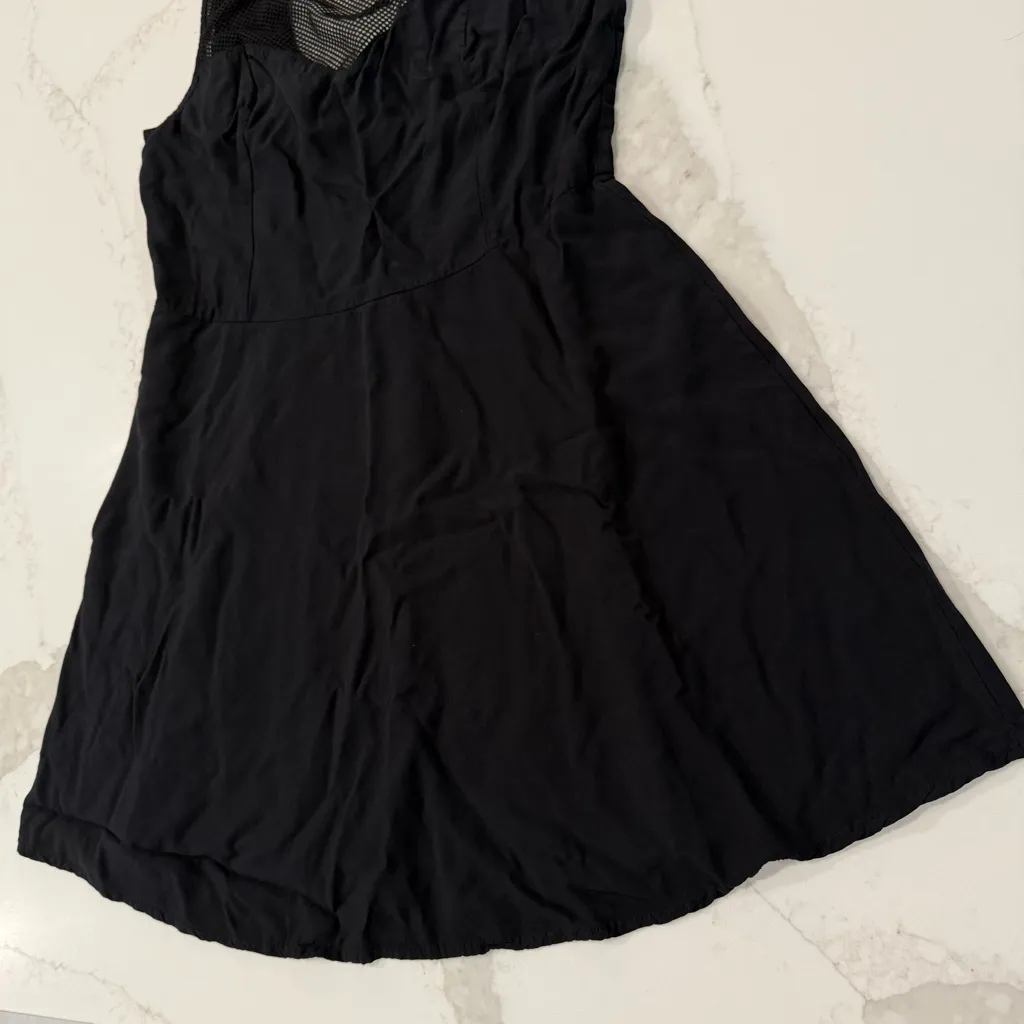 Garage High Neck Mesh Overlay Sweetheart Neckline Mini Dress Womens Medium Black - Image 2