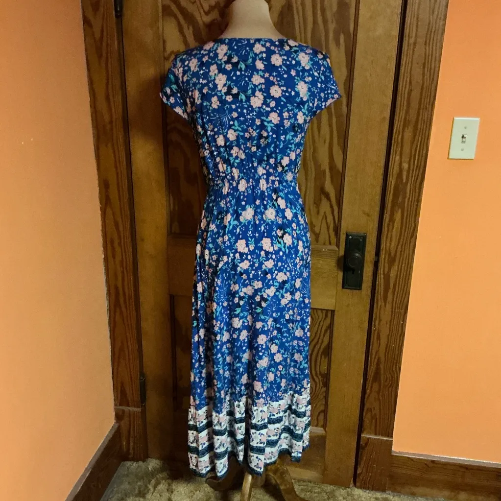 Blue Floral Boho Maxi Dress | Cottagecore V - Image 10