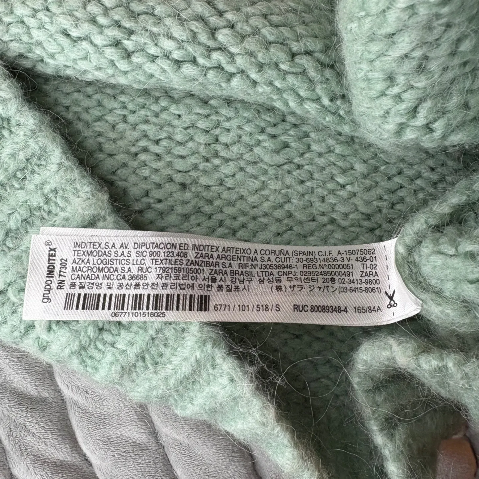 Zara WomanMint Green  Knit Sweater Acrylic Wool Blend Mock‎ Neck Pullover Size S - Image 7