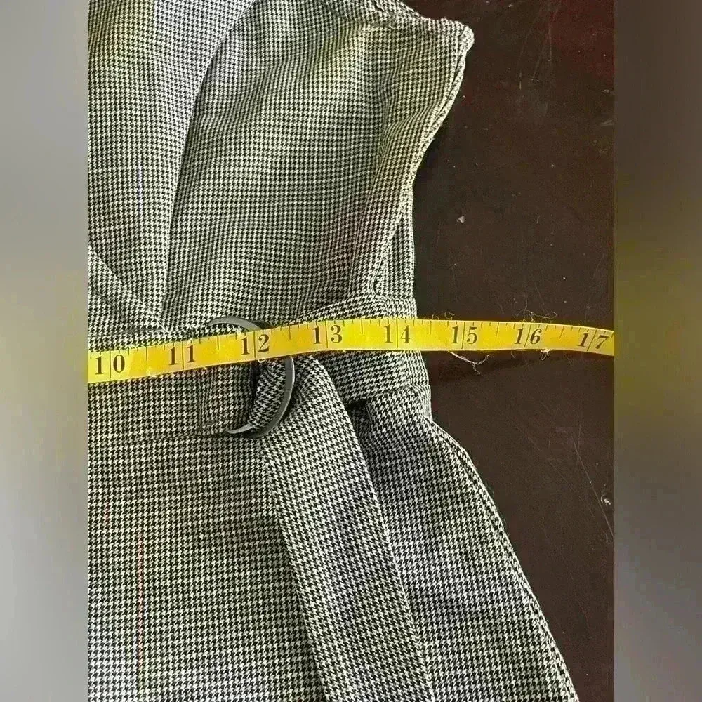 Takara Y2K Brown Houndstooth Surplice Wrap Dress Size 7 Preppy Academia Clueless - Image 11