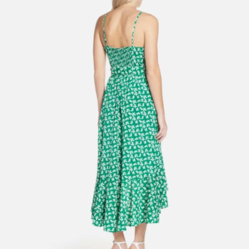 Eliza J Green Floral Print High Low Midi Dress size 14 Flowy Surplice Ruffle NWT - Image 2