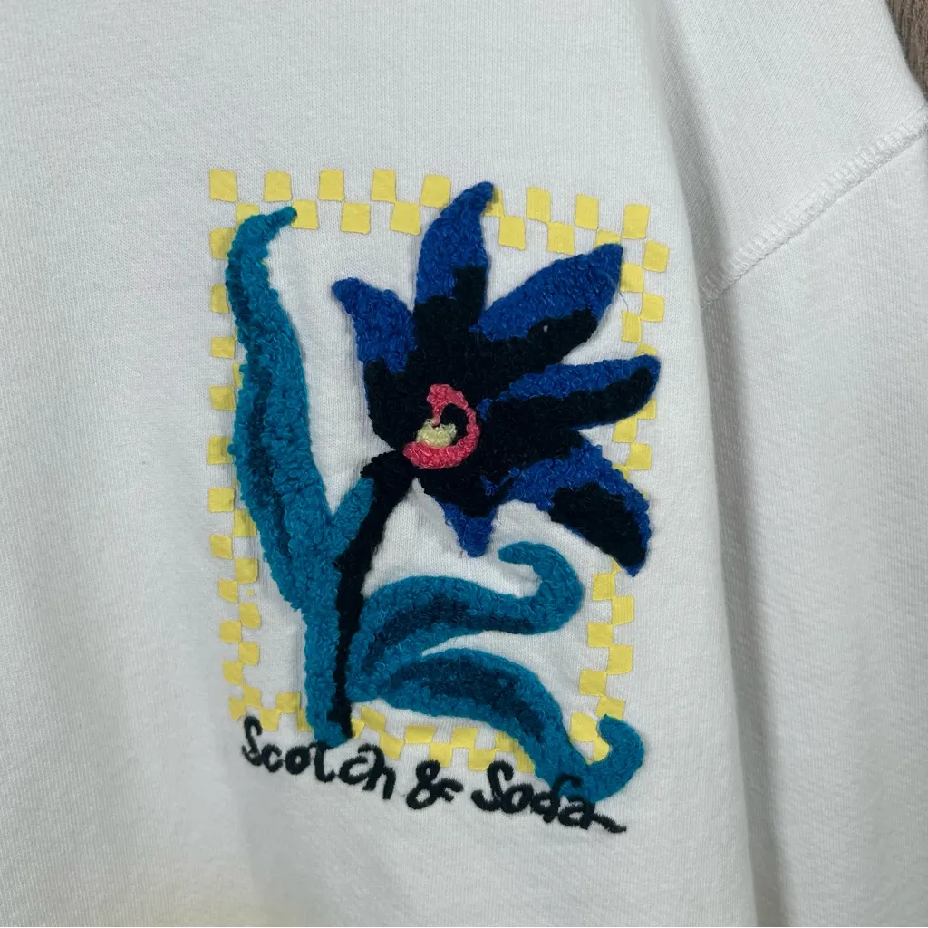 Scotch Soda Embroidered Medium Sweatshirt Minimalist Ombre Organic Cotton - Image 2