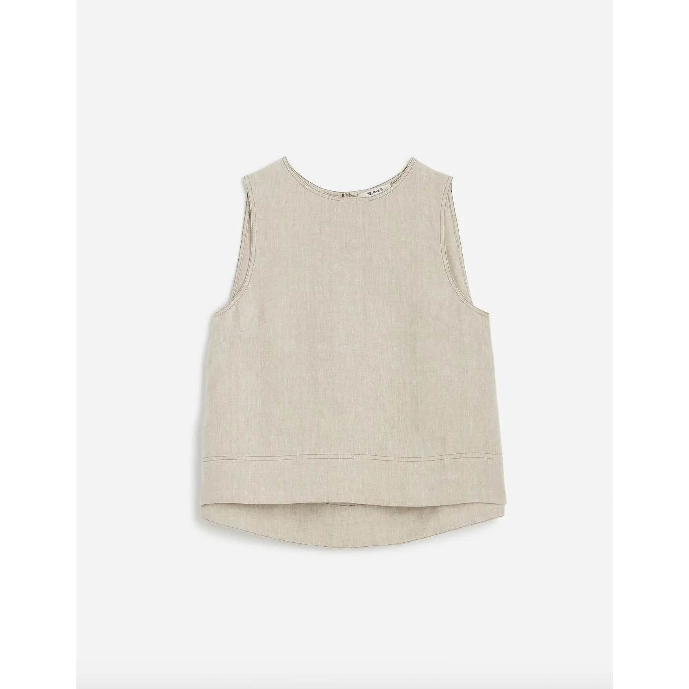 Madewell Linen Pleated Shell Top Sleeveless Minimalist Oat Beige XS NWT - Image 6