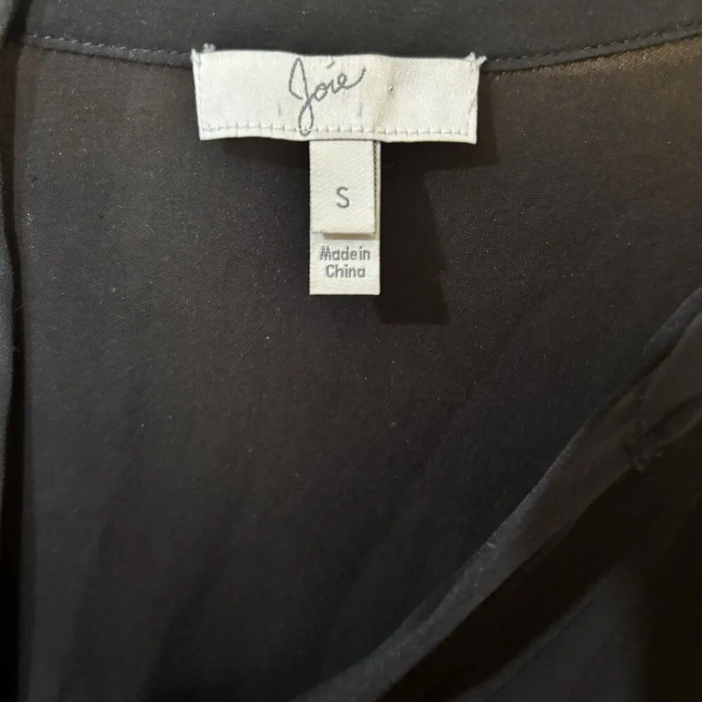 Joie Benoite Romper Womens Small Black Caviar Silk Smocked Waist Back Zipper - Image 6