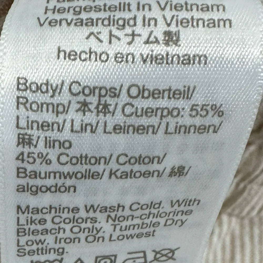 J CREW Striped Linen Cotton Casual Pants Preppy Beachy Sz 10 Beige White Medium - Image 8