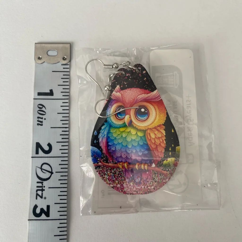 Lovely Owl Design Waterdrop Colorful Wooden Drop Ear Dangle‎ Jewelry - Image 10