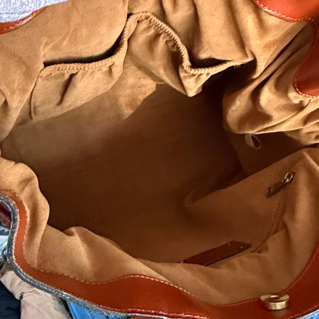 Patricia Nash Everton Tooled Leather Slouch Drawstring Tote Bag Tan Cognac - Image 5