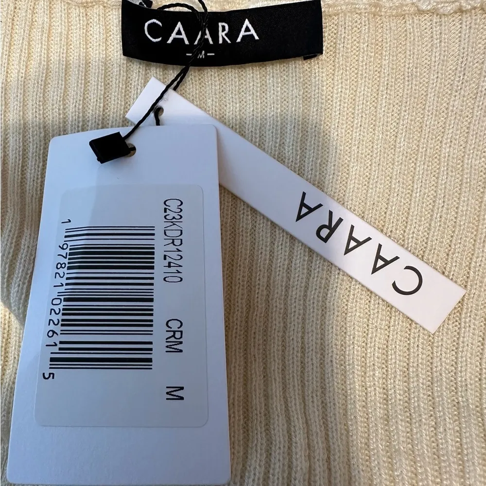 NWT  Cream Ribbed Knit High Neck Sweater Dress Wool Blend Size Medium - Image 3