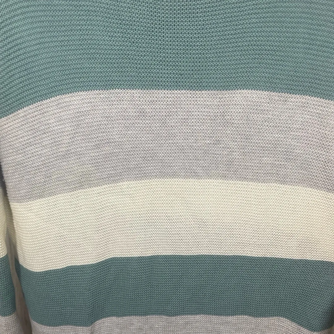 Sancia Revolve Paloma Knit Celadon
Stripe Sweater size XS Ivory Gray Teal Cozy - Image 6