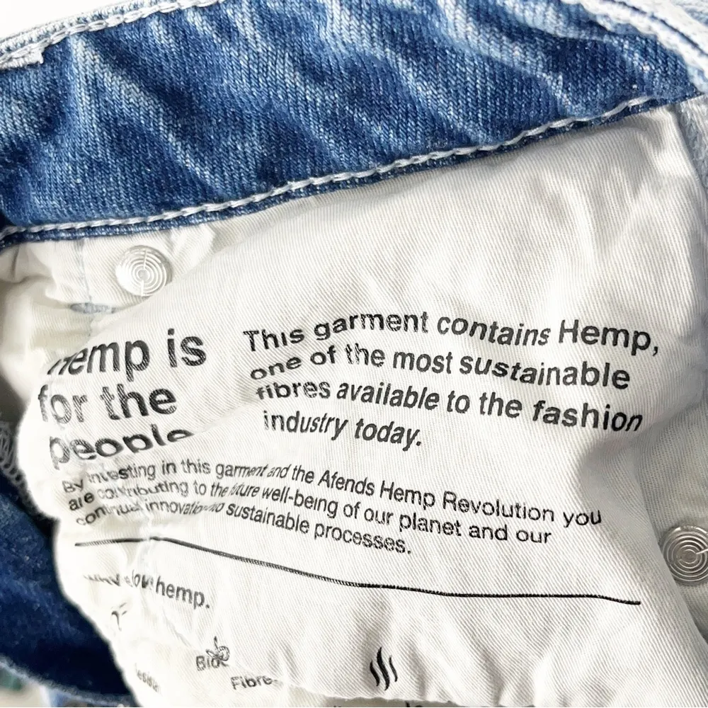 AFENDS Light Wash Organic Cotton Hemp Blend High Rise Ankle Crop Jeans, Size 24 Blue - Image 13