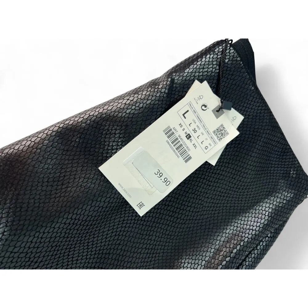 New ZARA | L | Reptile Snake Print Texture Shiny Leggings Pants Womens NWT - Image 3