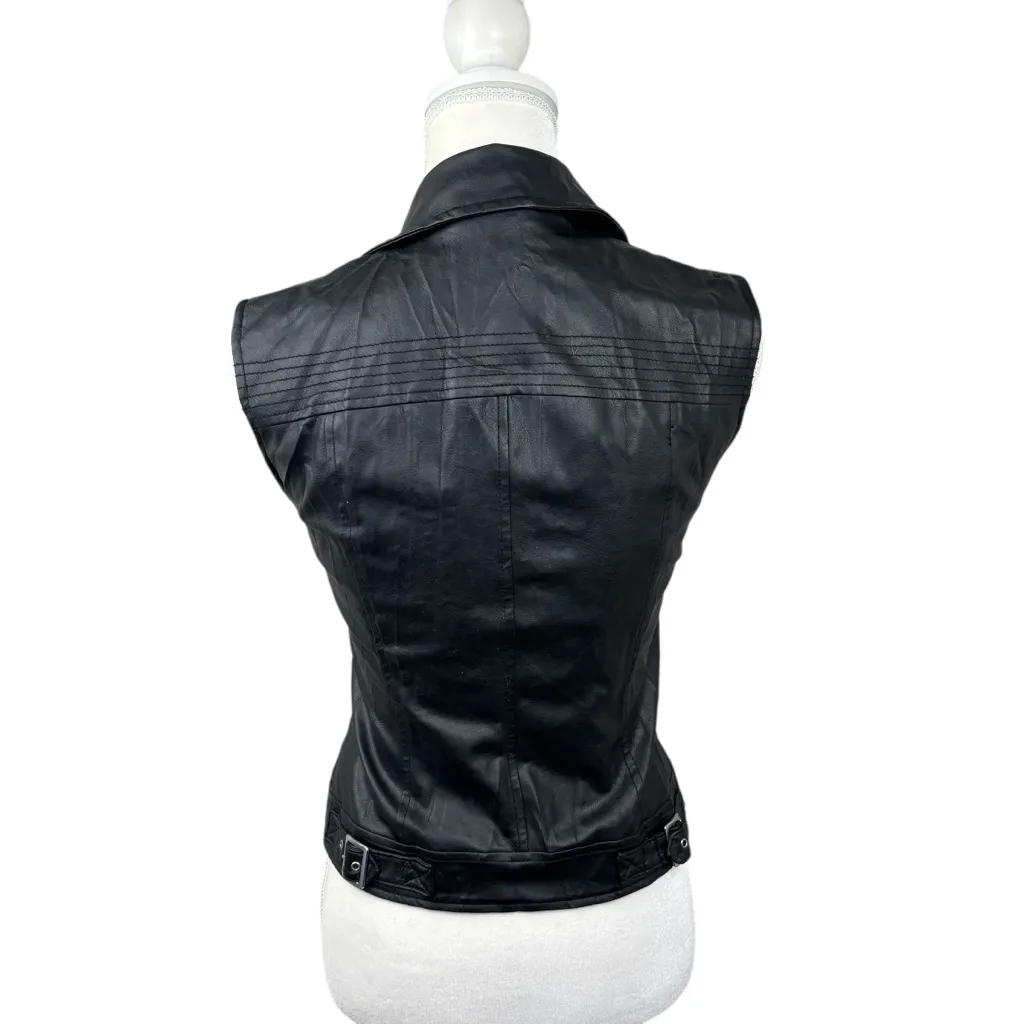 Forever 21 faux leather studded vest, size Small, moto, lined, zipper, pockets - Image 7