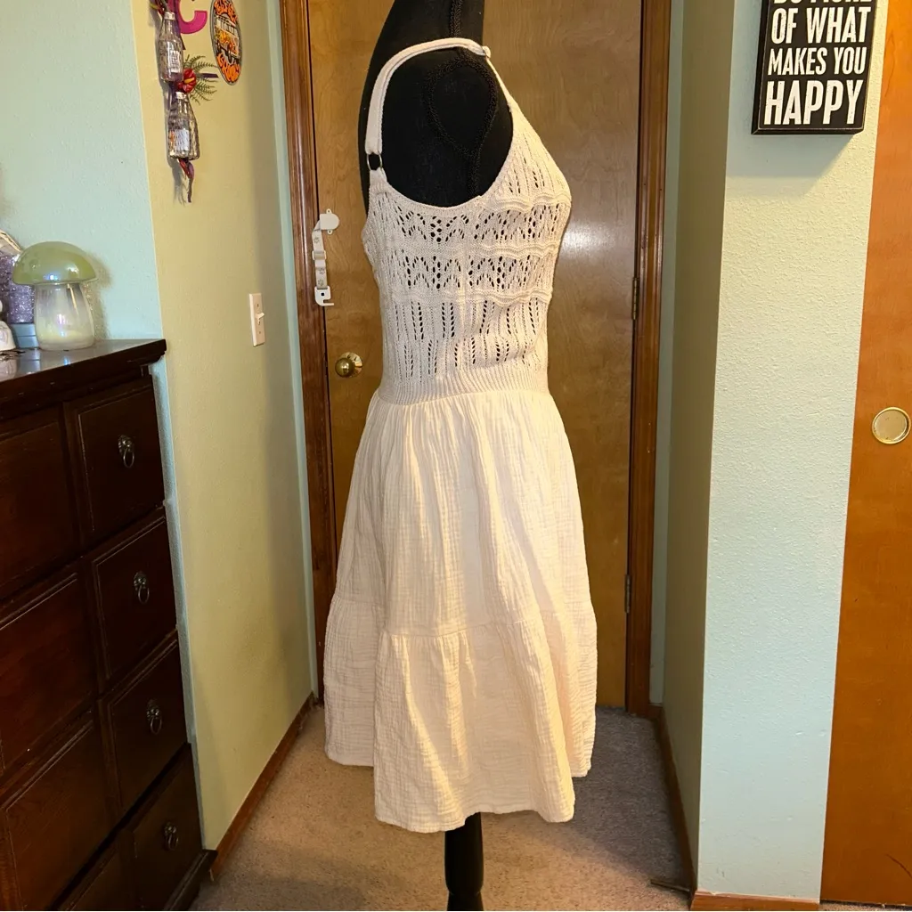 Gilli cream crocheted sleeveless cotton midi dress L boho cottagecore western Size L - Image 2