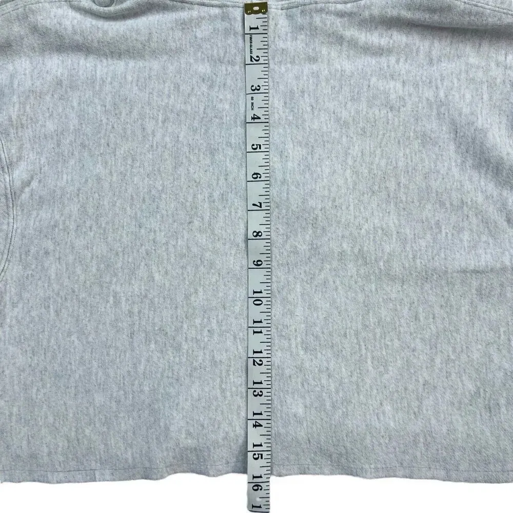 Champion  Reverse Weave Cropped Cut Off Hooded Sweatshirt Light Gray Size Medium - Image 5