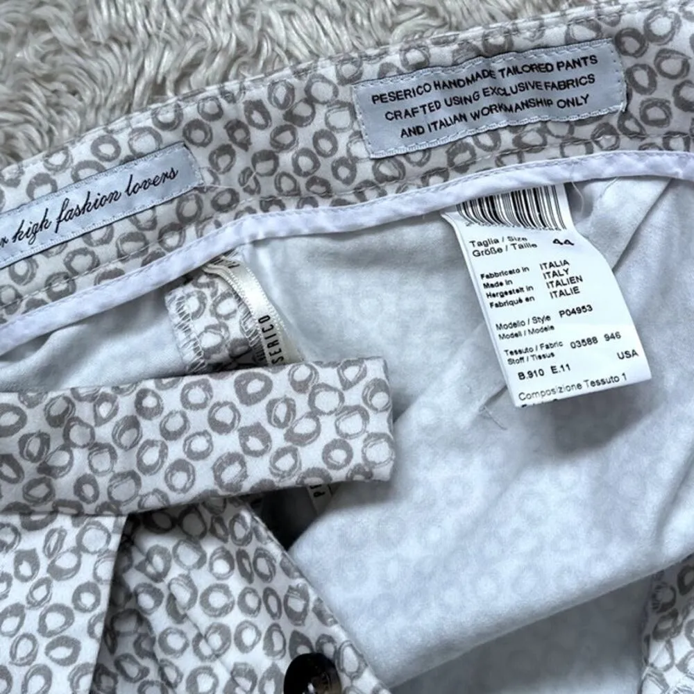 Peserico Slim Cut Tailored Straight Leg Casual Pants Stretch Twill Cropped White Size L - Image 7