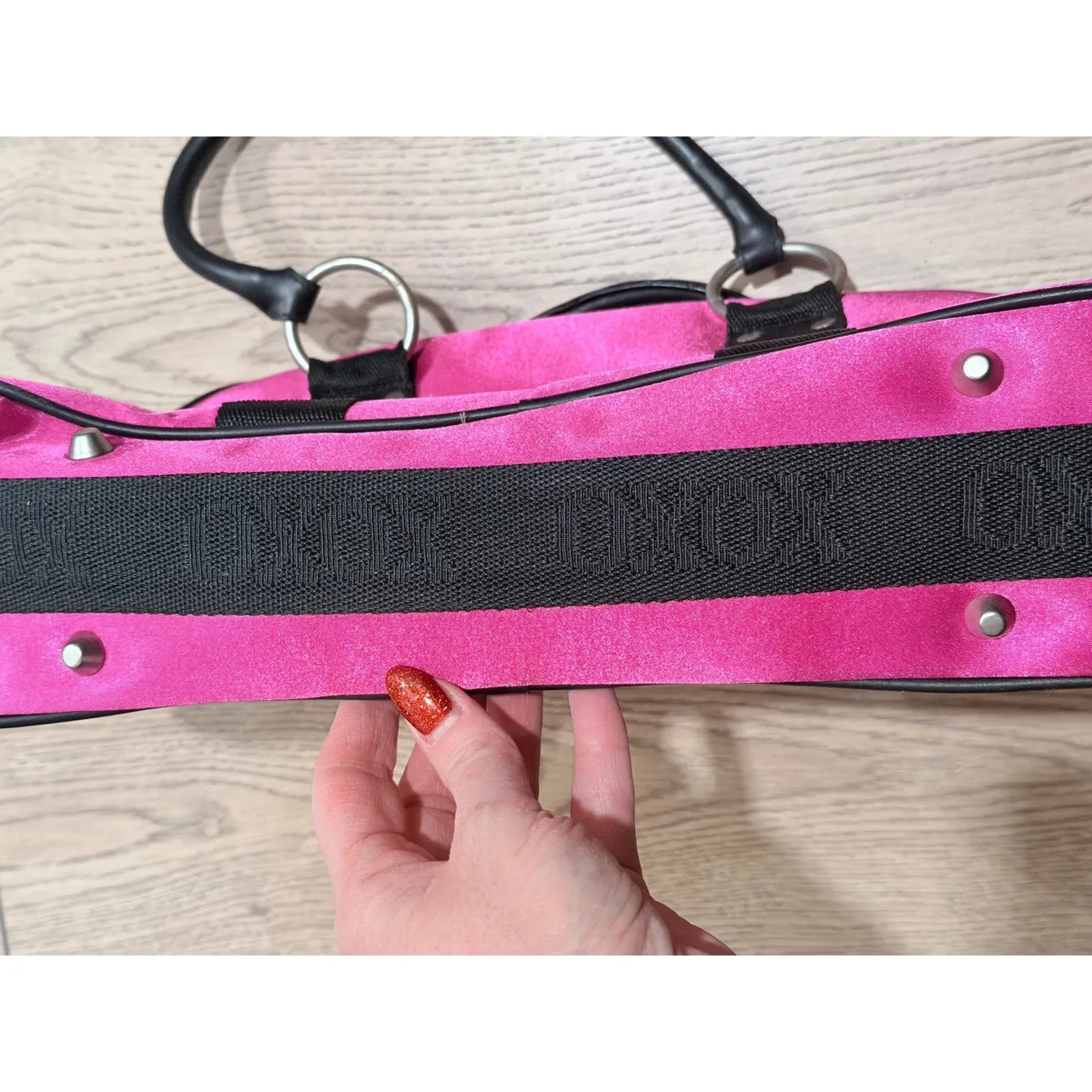 XOXO Pink Satin Satchel Bag Top Handle Duffle Style Y2K Vintage Deadstock NEW - Image 7