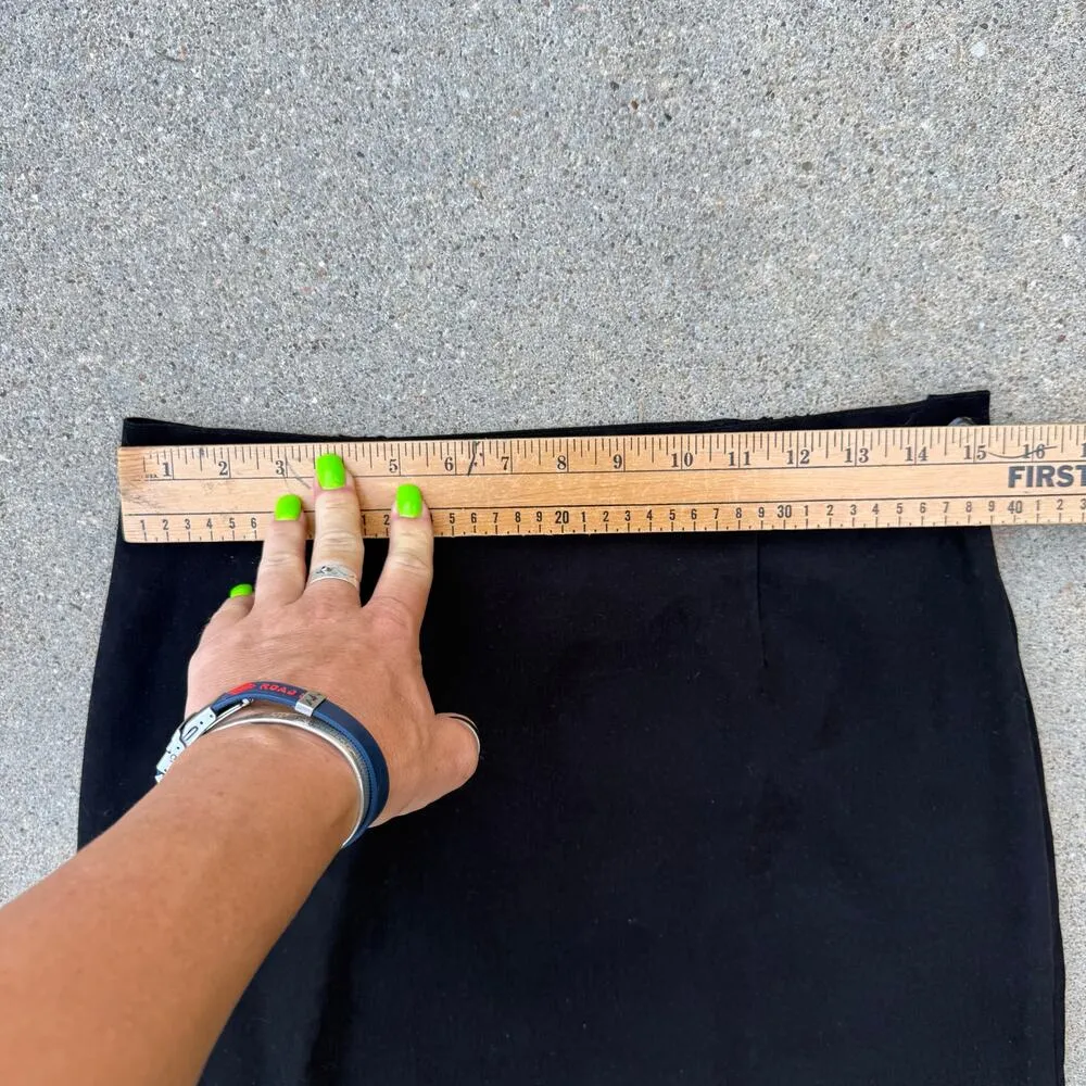 Vintage Y2K Christopher & Banks Black Faux Suede Floral Maxi Skirt Stretch Sz 8 - Image 7