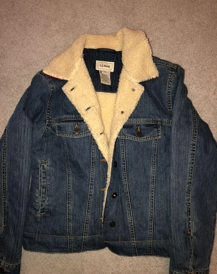 L.L.Bean Vintage Sherpa Lines Denim Jacket - Image 3