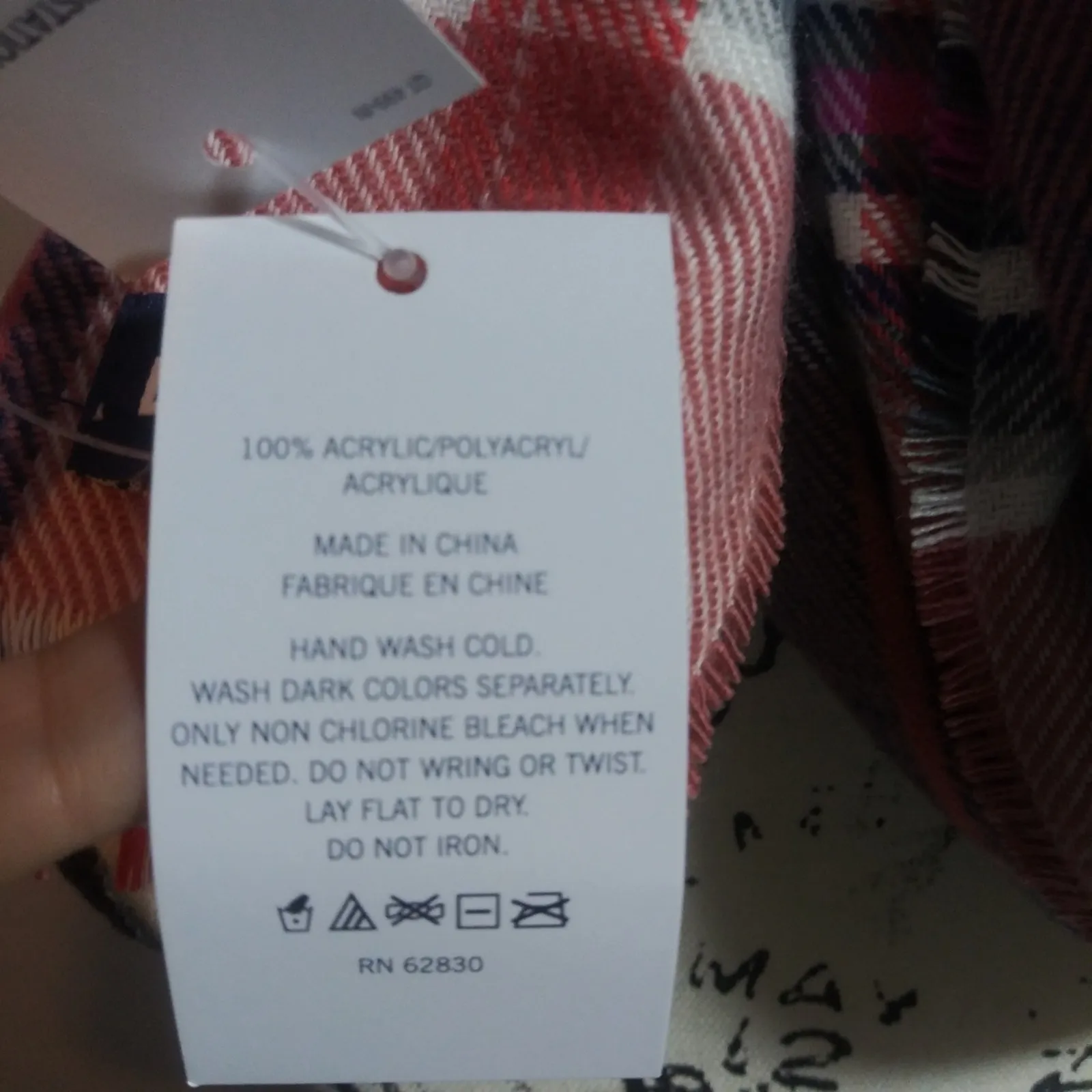 Lands' End Women's Coral Pink Plaid Scarf Soft Fringe - Image 6