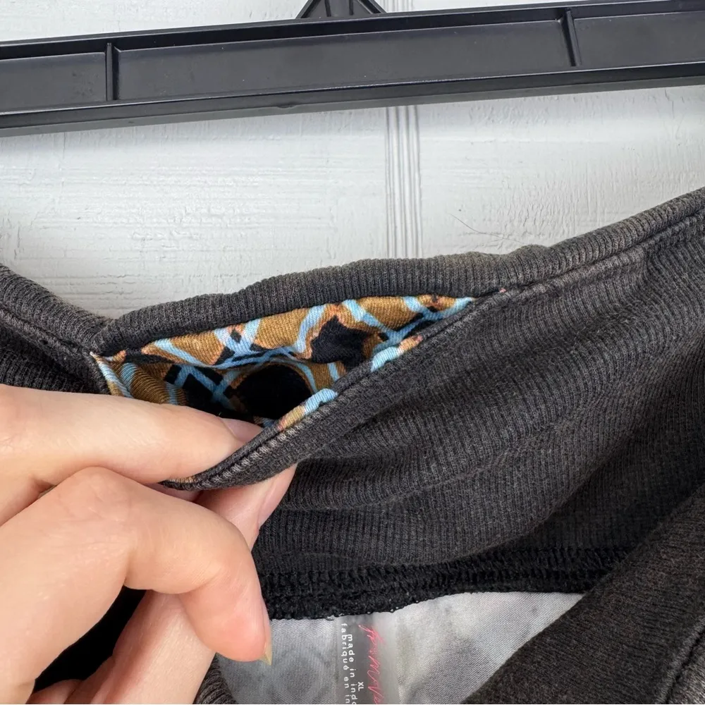 Free People Hot Shot Printed Flare Leggings Waistband Pocket Brown Geometric 70s Size XL - Image 8