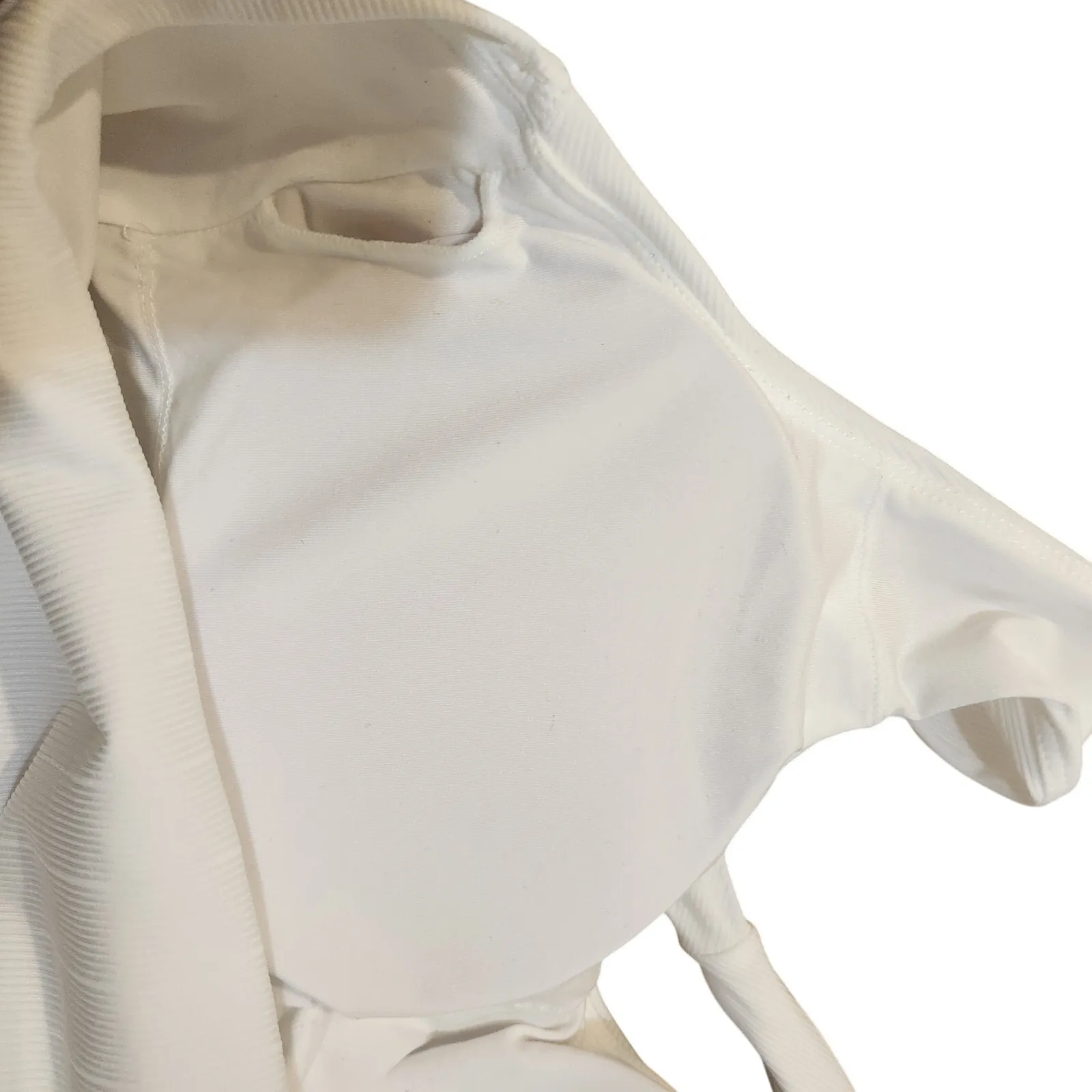 Klassy Network  White Built-in Padding Basic Ribbed Halter Brami Crop Top Medium - Image 5