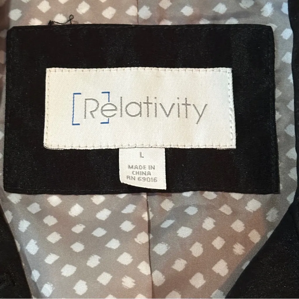 Relativity Black Button Front Trench Coat Size Large - Image 11