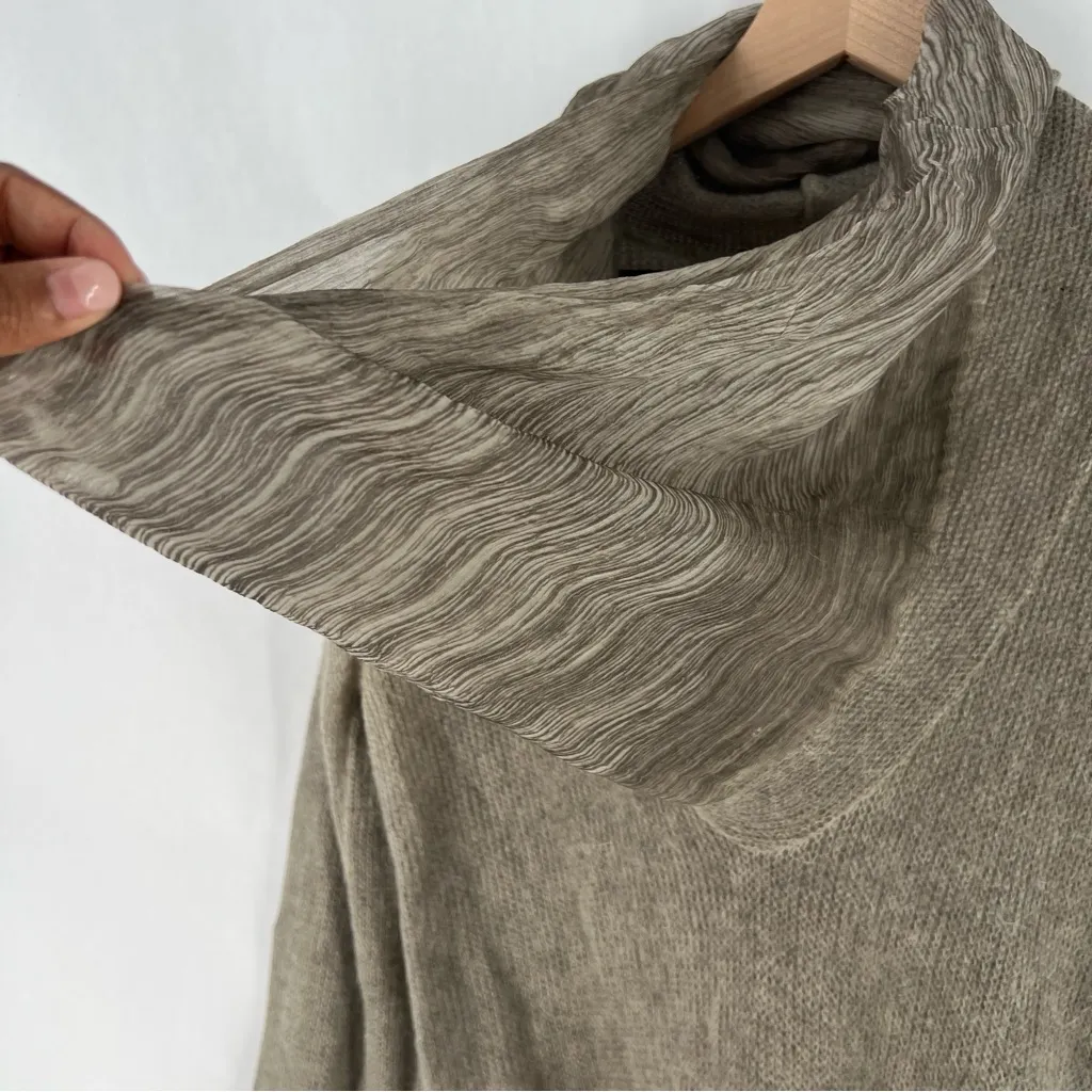 Liu Jo Taupe Brown Mohair Silk‎ Blend Open Knit Cowl Neck Long Sleeve Sweater M Size M - Image 10