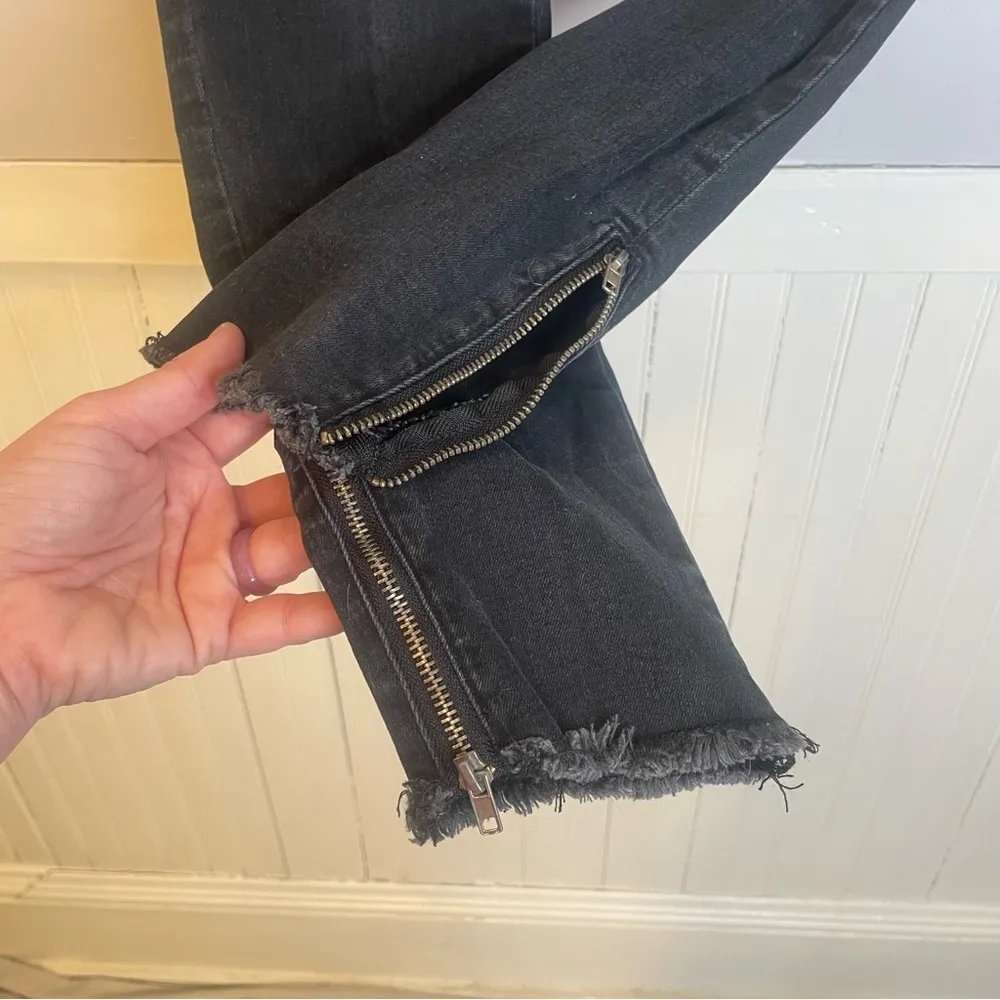 Ashley Mason Black Moto Skinny Jeans – Ankle Zip, Raw Hem, Size 5 Juniors - Image 6