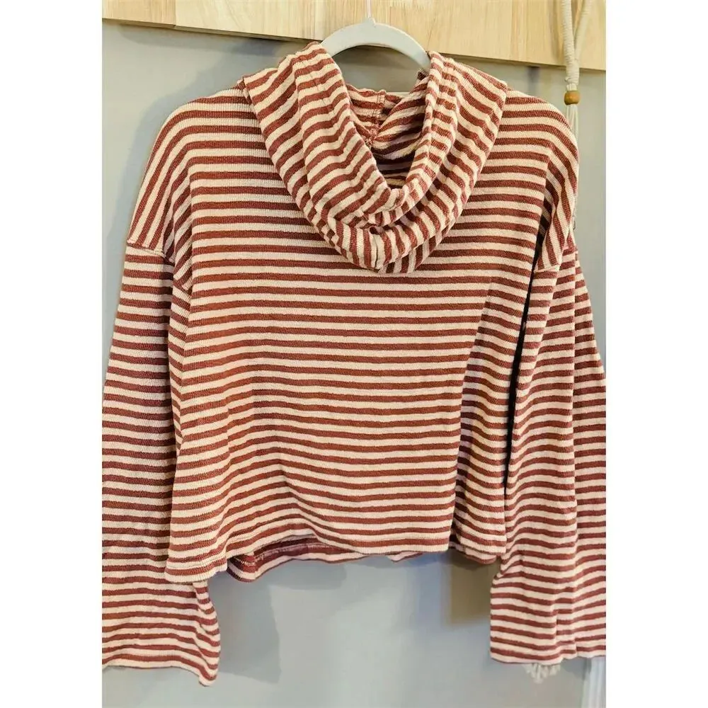 Roxy  Women's Striped Pullover Hoodie Cream/Orange Size S - Image 2