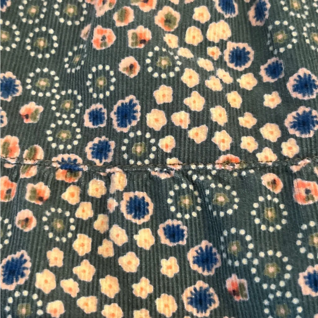 VTG Mossimo Retro Boho Green Floral Corduroy Mini Skater Skirt Side Zip NWT Size undefined - Image 5