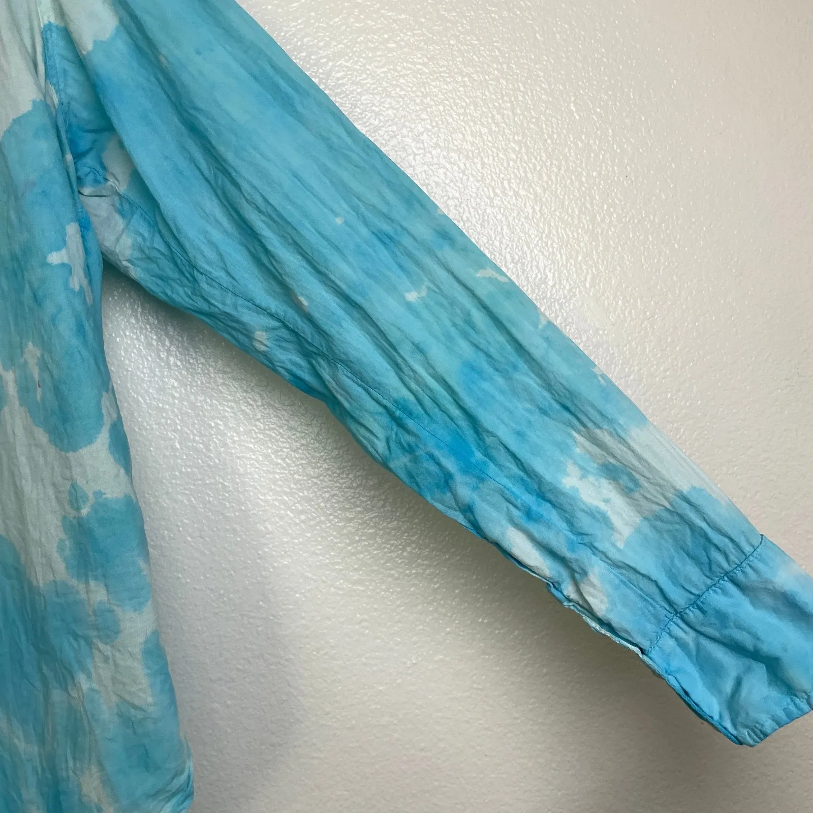 Xirena Shirt Womens XS Blue Long Sleeve Button Up Cotton Artsy USA *FLAW - Image 9