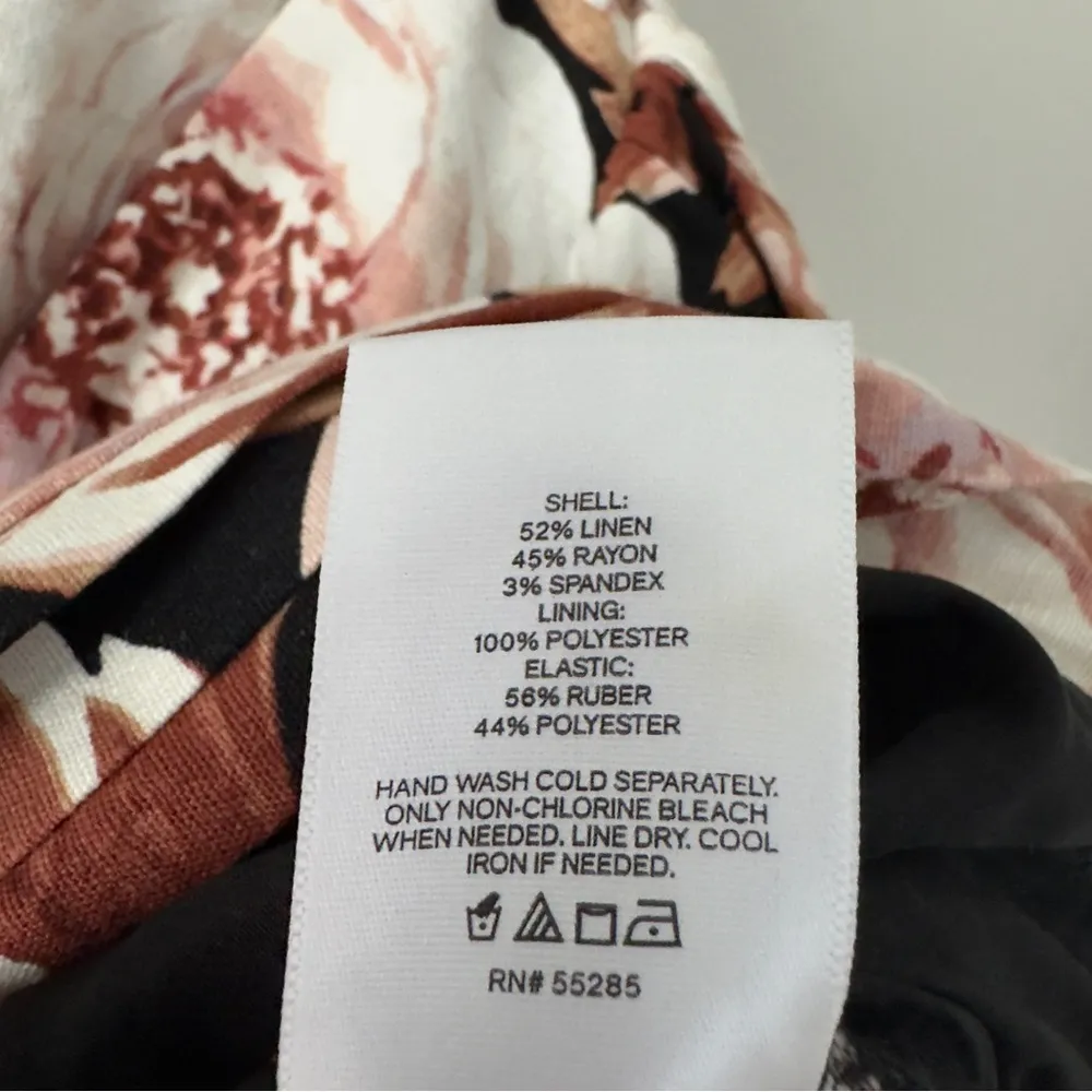 Express Floral Puff Sleeve Ruched pleated Crop top V-neck linen blend stretch XL - Image 10