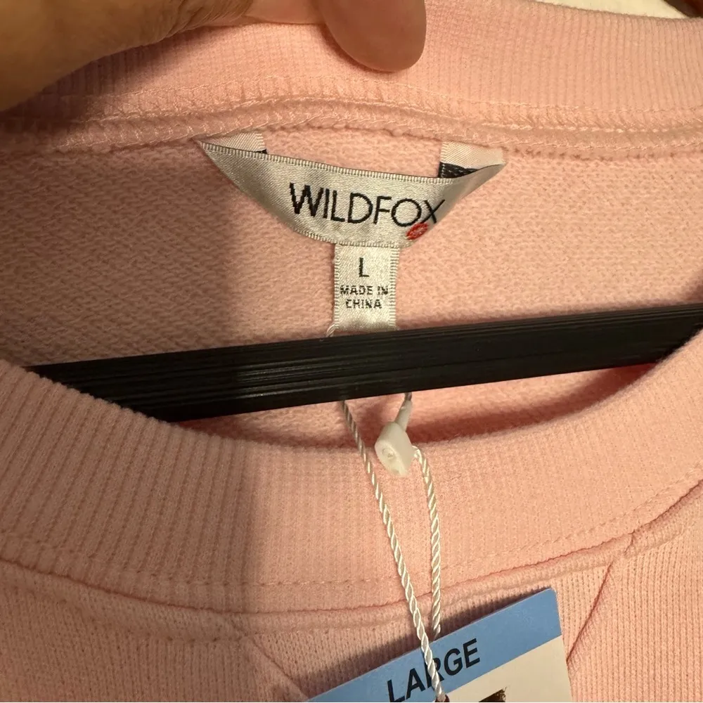 Wildfox Graphic Crewneck "Brunch Club Everyday" pink Sweatshirt size L NWT - Image 5