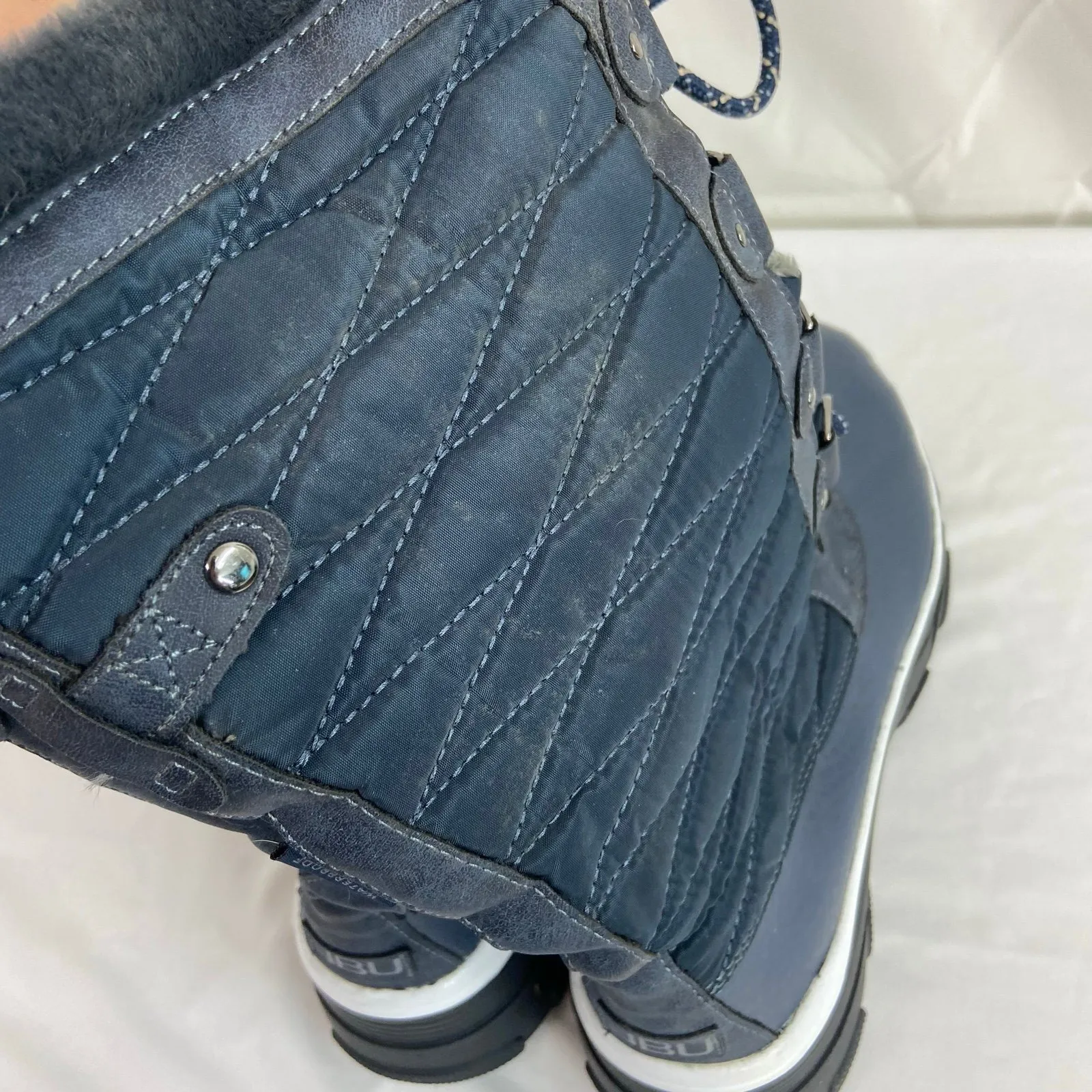 JBU women's navy blue‎ lace up faux fur lined Lorina waterproof winter boots 9.5 - Image 4