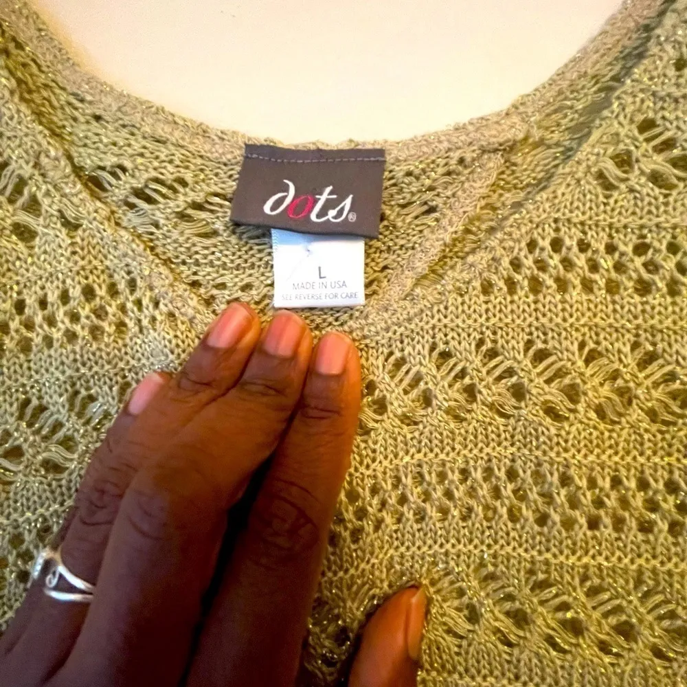 Dots Crochet Cropped Backless Sweater Size L Gold Size L - Image 8