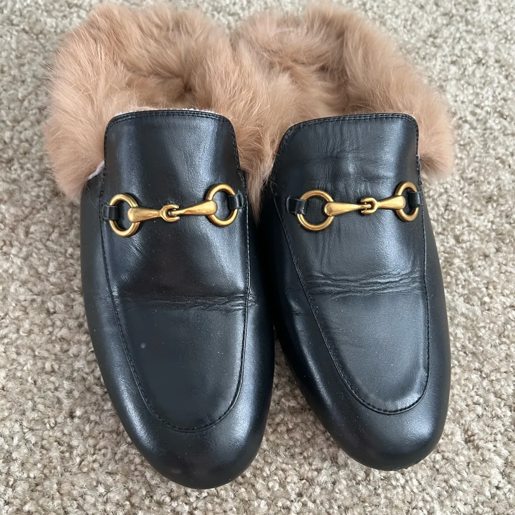 BaShafanni fur lined horsebit mules 39 Black Size 8.5 - Image 9