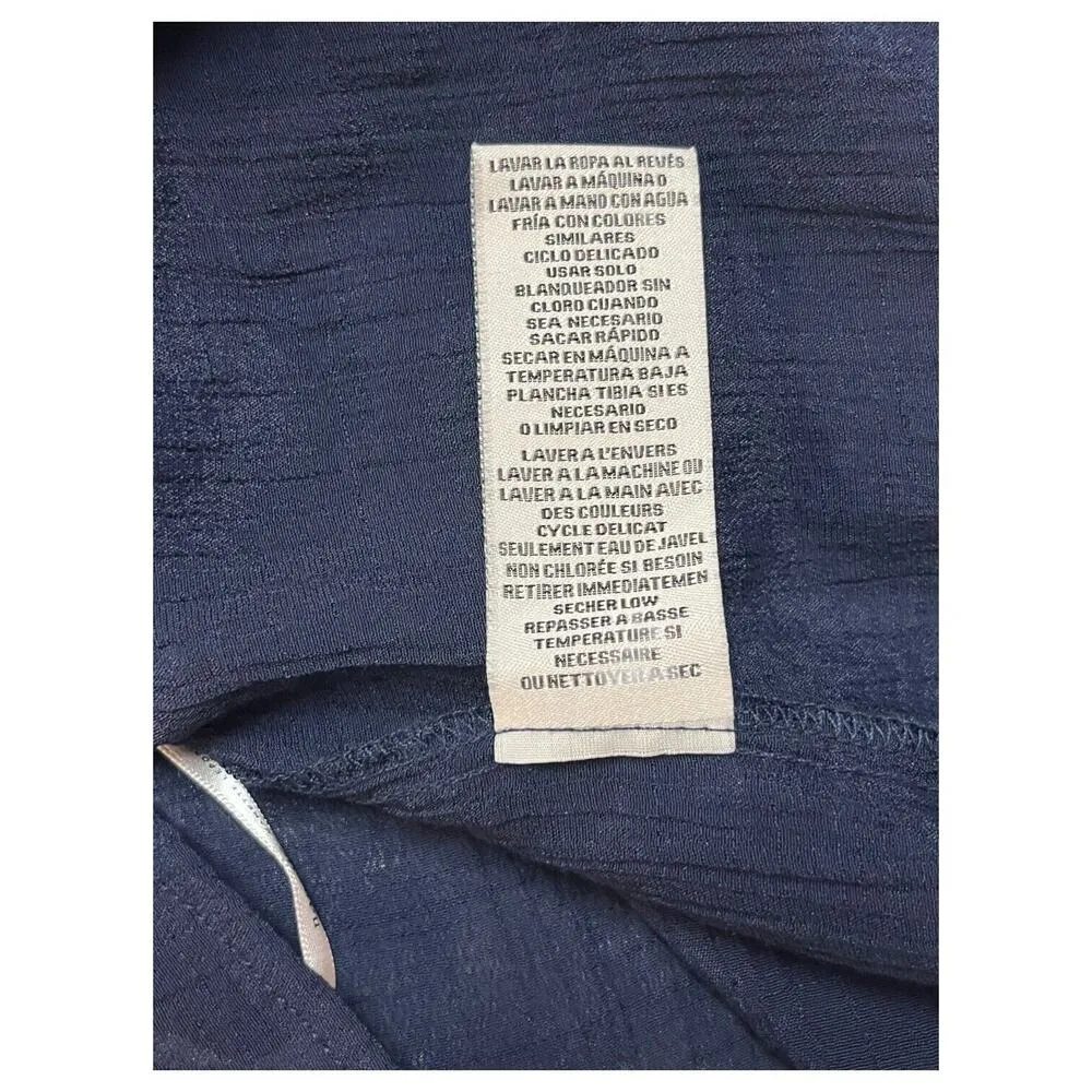 Nanette Lapore Top Womens S Sheer Half Sleeve Ruffle Round Neck Designer Blue - Image 9