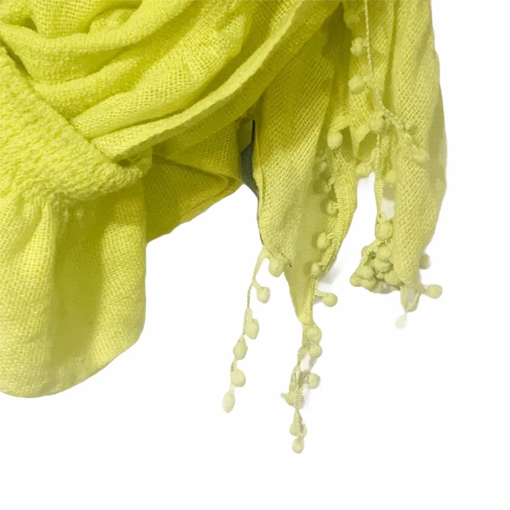 Bebe Neon Pom Pom Trim Thin Knit Scarf - Image 2