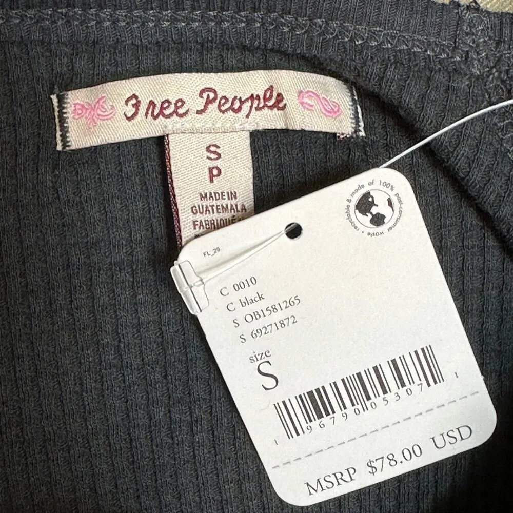 Free People Santa Clara Ribbed Oversized Top Charcoal Black S - Image 15