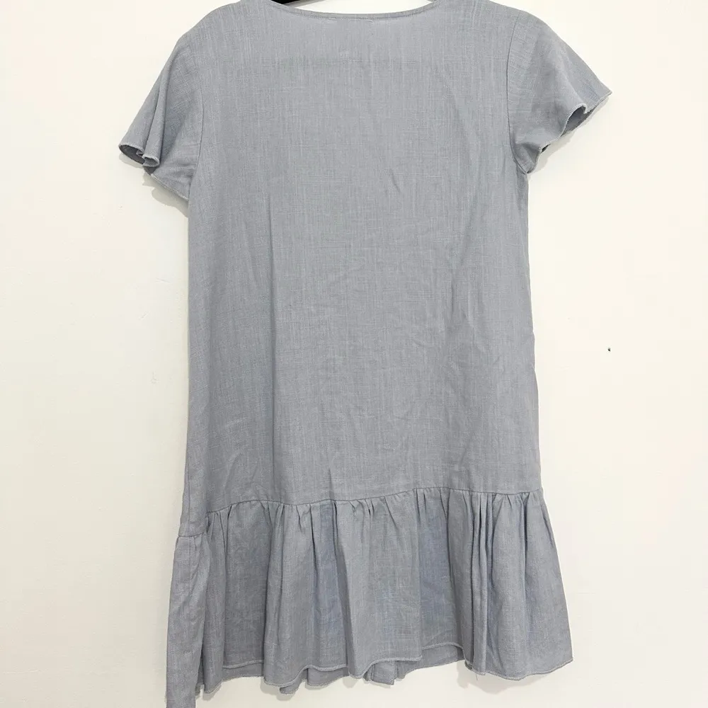 Skylar and Madison Womens Dress Ruffle Pleated Hem Button Front Size Small Aqua - Image 8