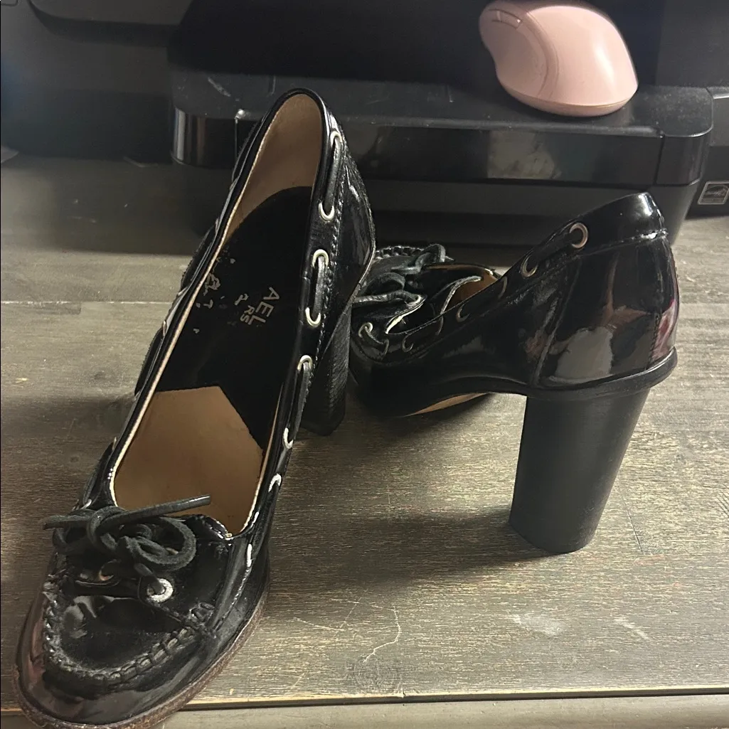 Michael Kors Black Patent Leather Lace-Up Heels - Image 4
