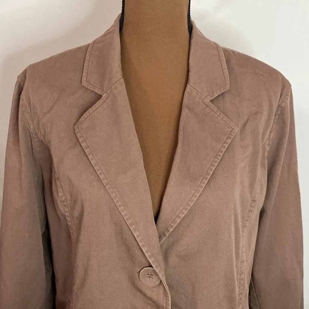 J Jill brown cotton lagenlook two button lightweight blazer size XL petite - Image 5