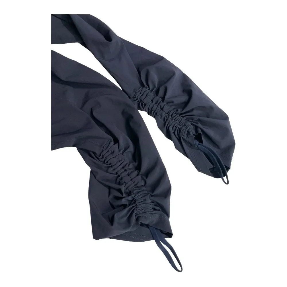 Athleta Navy Blue Cropped Pant With Cinch Bottom Zipper Pockets Size 2 - Image 3