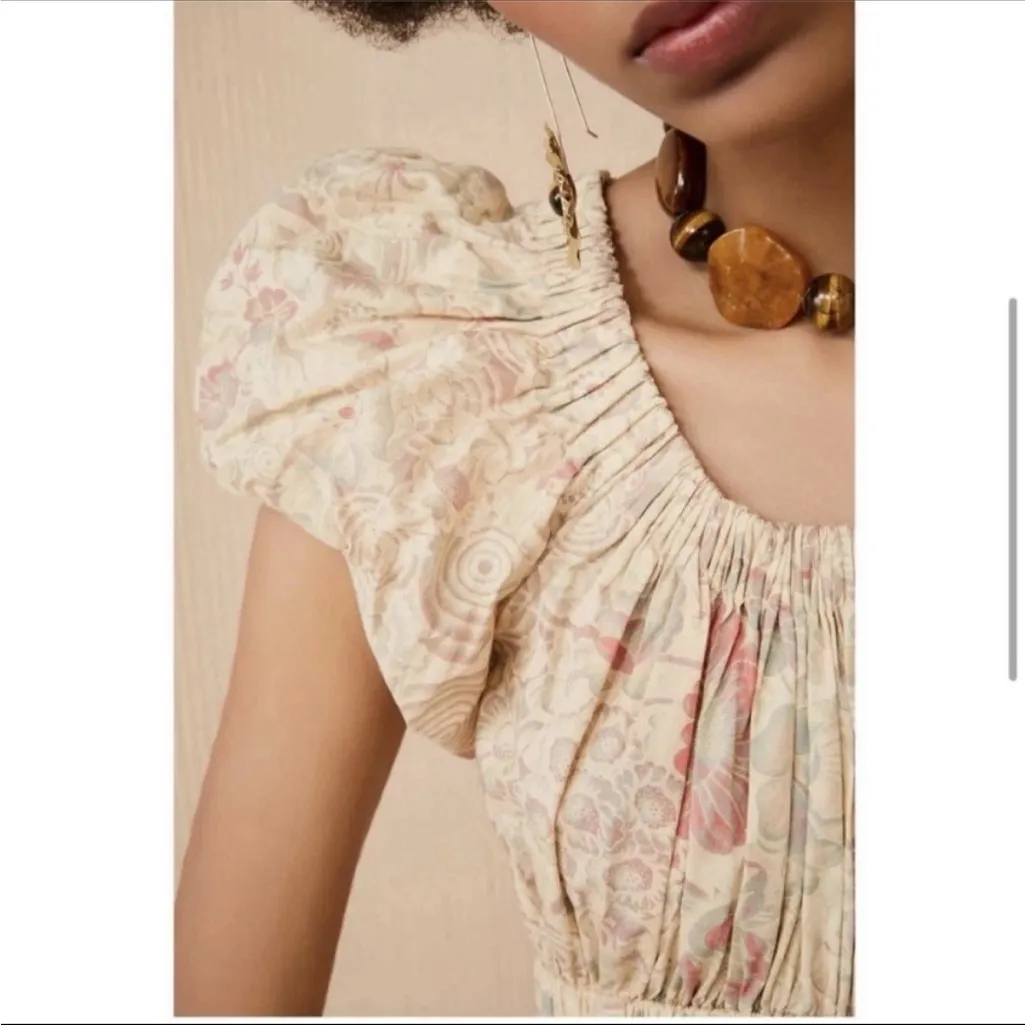 ULLA JOHNSON‎ Nanette dress in Haze Midi Dress Floral Print Size 6 Cotton Poplin - Image 5