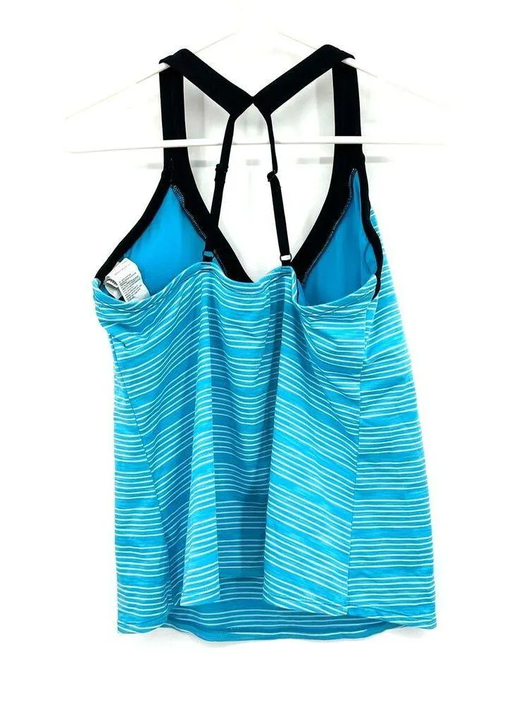 Nike Size XL Tank Top Blue Stripe Racerback Adjustable Strap Activewear Athletic - Image 2