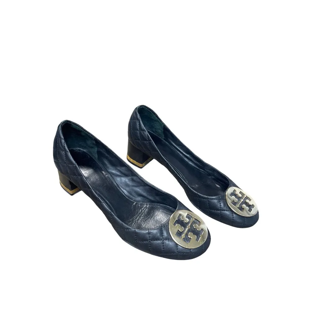 Tory Burch Womans Black Leather quilted  2.5" Slip on heels Sz 6 SKU 9532 - Image 14