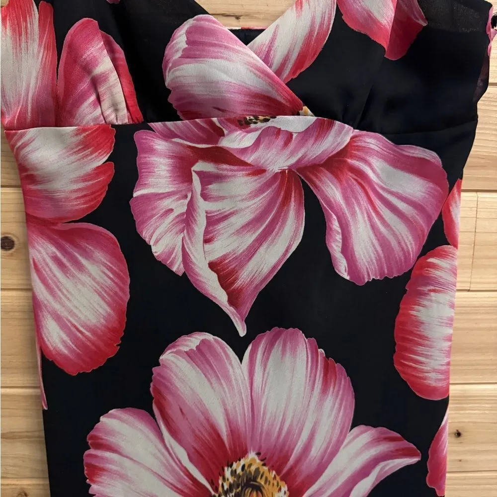 Y2K City Triangles Size Medium Asymmetrical Hem Large Floral Tank Slip Dress - Image 5