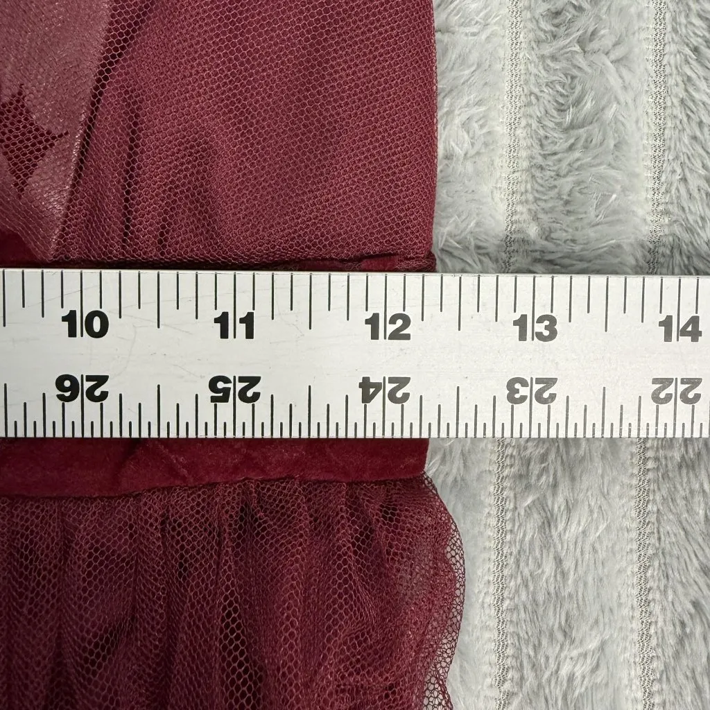 Windsor Morgan Flocked Velvet Formal Dress Small Burgundy Floral Plunge V-Neck - Image 7