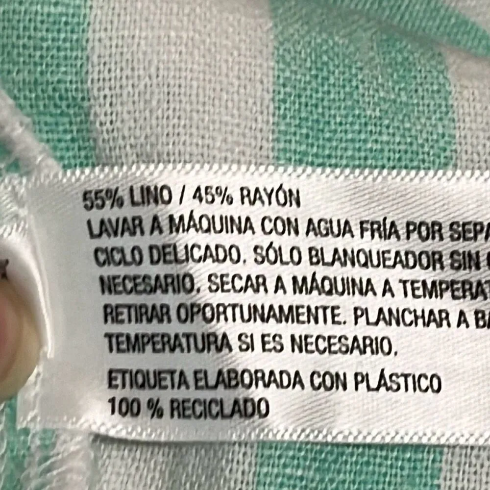 Stoney Clover XL Green White Stripe Tie Straps Linen Blend Babydoll Crop Top NEW - Image 8